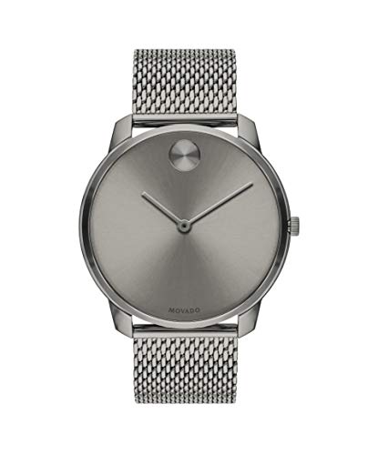 Movado Bold, Grey Ion-Plated Stainless Steel Case, Grey Dial, Grey Ion-Plated Stainless Steel Mesh Bracelet, Men, 3600599 Movado Bold, Grey Ion-Plated Stainless Steel Case, Grey Dial
