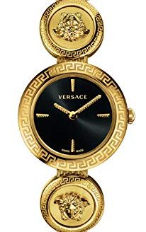 Versace Medusa Stud Icon Ladies Black Dial Gold-Tone Stainless Steel Watch