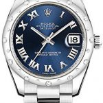 Rolex Datejust 31 Blue Roman Numeral Dial Diamond Women's Watch with Oyster Bracelet 178344