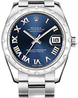 Rolex Datejust 31 Blue Roman Numeral Dial Diamond Women's Watch with Oyster Bracelet 178344