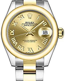 Women's Rolex Lady-Datejust 28 Steel and Gold Roman Numeral Dial Watch 279163