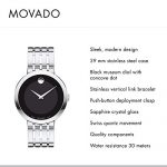 Movado Men's Esperanza Stainless Steel Watch with a Concave Dot Museum Dial, Silver/Black (607057)