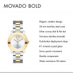 Movado Women's BOLD Iconic Metal Two Tone Watch with Flat Dot Sunray Dial, Gold/Silver