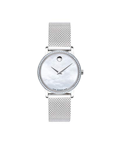 Movado Museum, Stainless Steel Case, White Dial, Stainless Steel Mesh Bracelet, Women, 0607306