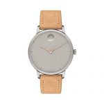 Movado FACE, Grey Ion-Plated Stainless Steel Case, Grey Dial, Tan Leather Strap, Women, 3640013
