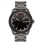 Movado Bold, Ionic Plated Gunmetal Steel Case, Black Dial