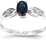 14k White Gold Sapphire Diamond Band Ring Size 7.00 Stone Birthstone