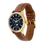 Movado Women's Heritage Yellow Gold Watch with a Printed Index Dial, Brown/Gold/Blue