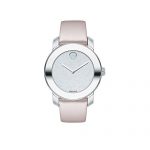 Movado Women's BOLD Iconic Metal Stainless Steel Watch with Glitter Dial, Silver/Pink (3600522)