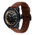 Movado Men's BOLD Sport Black PVD Watch with Brown Leather Strap