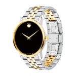 Movado Men's Museum Two Tone Watch with a Concave Dot Museum Dial, Gold/Silver/Black (Model 607200)