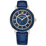 Swarovski Octea Lux Watch Leather Strap Blue Rose Gold Tone