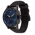Movado Men's Museum Grey & Black Pvd Case with a Blue Dial on a Black Calfskin Strap