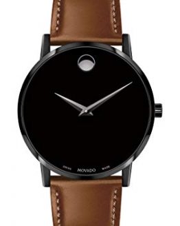 Movado Men's Museum Black PVD Watch with a Concave Dot Museum Dial, Silver/Black (Model 607273)