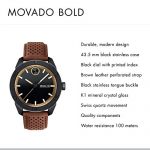 Movado Men's BOLD Sport Black PVD Watch with Brown Leather Strap