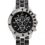 Christian Dior Unisex Christal Chronograph Diamond Black Dial Watch