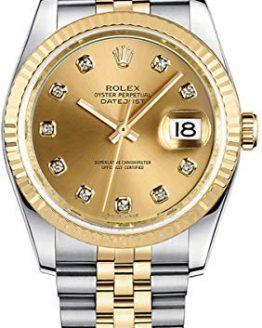 Rolex Datejust Champagne Dial with Diamond Hour Markers 36mm Watch (Ref. 116233)