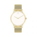 Movado FACE, Gold Ion-Plated Stainless Steel Case, Mesh Bracelet, Optic White Dial, Women, 3640015