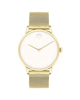 Movado FACE, Gold Ion-Plated Stainless Steel Case, Mesh Bracelet, Optic White Dial, Women, 3640015
