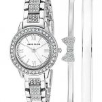 Anne Klein Women's Swarovski Crystal Accented Silver-Tone Bracelet Watch