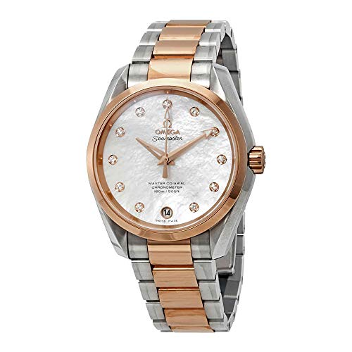 Omega Seamaster Aqua Terra Mother of Pearl Diamond Dial Steel and 18K Rose Gold Ladies Watch 23120392155003