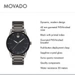 Movado Men's Museum Sport Gunmetal Watch with a Printed Index Dial, Grey/Black (Model 0607226)