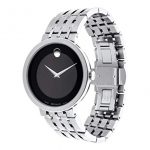 Movado Men's Esperanza Stainless Steel Watch with a Concave Dot Museum Dial, Silver/Black (607057)