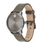 Movado Bold, Ionic Plated Grey Steel Case, Grey Dial, Taupe Nappa Leather Strap, Women, 3600593