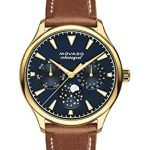 Movado Women's Heritage Yellow Gold Watch with a Printed Index Dial, Brown/Gold/Blue