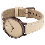 Movado FACE, Bronze Ion-Plated Stainless Steel Case, Sand Dial, Beige Leather Strap