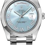 Men's Rolex Day-Date Platinum 41mm Watch with Diamond Roman Numeral Hour Markers - Ref # 218206