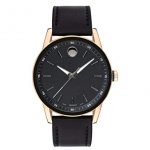 Movado Museum, Black and 5N Pvd Case, Black Dial, Black Calfskin Strap, Men, 0607358