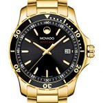 Movado Men's Series 800 Sport Yellow Gold Watch with a Printed Index Dial, Gold/Black (2600145)