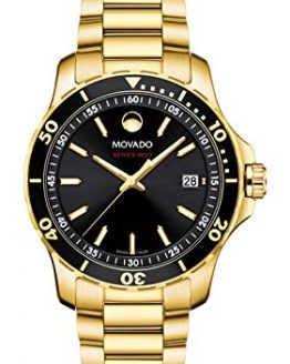 Movado Men's Series 800 Sport Yellow Gold Watch with a Printed Index Dial, Gold/Black (2600145)