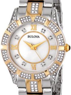 Bulova Women's Swarovski Crystal Two Tone Bracelet Watch