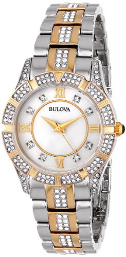 Bulova Women's Swarovski Crystal Two Tone Bracelet Watch
