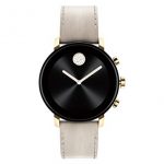 Movado Connect 2.0 Unisex Powered with Wear OS by Google Stainless Steel and Light Grey Leather Smartwatch, Color: Grey (Model: 3660024)