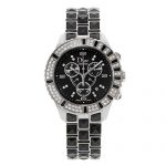 Christian Dior Unisex Christal Chronograph Diamond Black Dial Watch