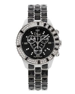 Christian Dior Unisex Christal Chronograph Diamond Black Dial Watch