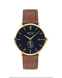 Movado Heritage, Gold Ion-Movado Heritage, Ionic Gold Plated Steel Case, Navy Dial, Tan Leather Strap, Women, 3650067Plated Stainless Steel Case, Navy Dial, Tan Leather Strap, Men, 3650067