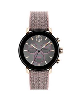 Movado Connect 2.0 Unisex Powered with Wear OS by Google Stainless Steel and Pink Sand Fabric Smartwatch, Color: Pink (Model: 3660025)