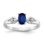 14k White Gold Sapphire Diamond Band Ring Size 7.00 Stone Birthstone