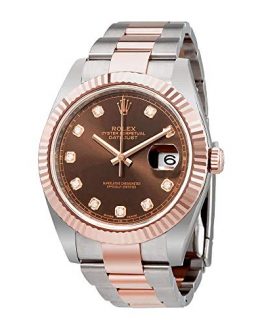 Rolex Datejust 41 Chocolate Diamond Dial Steel and 18K Everose Gold Oyster Mens Watch 126331CHDO