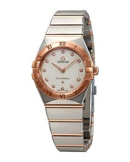 Omega Constellation White Silvery Dial Ladies Steel and 18kt Sedna Gold Watch