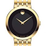 Movado Men's Esperanza Yellow Gold Watch with a Concave Dot Museum Dial, Gold/Black (Model 607059)