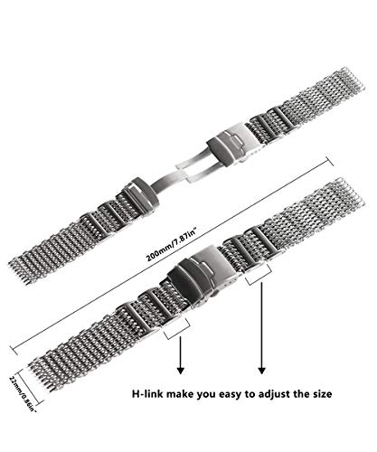 YISUYA Shark MESH 22MM Full Stainless Steel Watch Band Heavy Duty Diving Dive Watch Strap 1 YISUYA Shark MESH 22MM Full Stainless Steel Watch Band Heavy Duty Diving Dive
