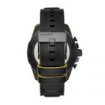 Diesel Men's Stainless Steel Hybrid Watch with Leather Strap, Black