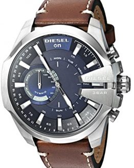 Diesel Men's Stainless Steel Hybrid Watch with Leather Band Strap