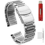 Brushed Silver 22mm Watch Band Stainless Steel Bracelet Watch Strap