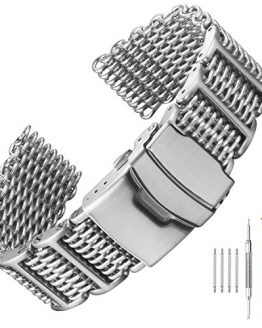 20/22/24mm H-Link Shark Stainless Steel Mesh Strap Wrist Watch Band Heavy Duty